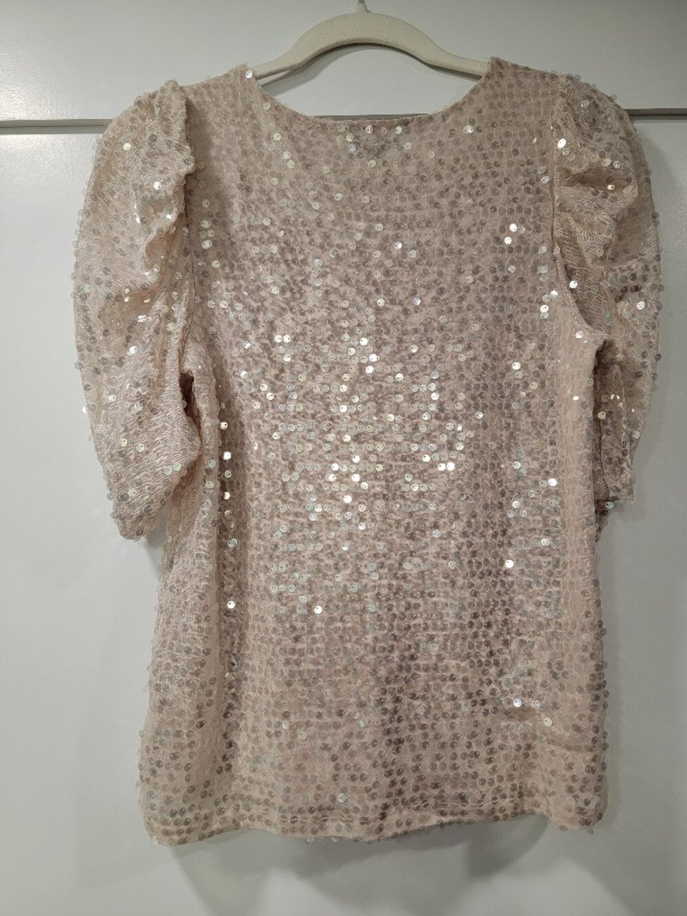 Express Champagne Sequin Top Size Medium Like New